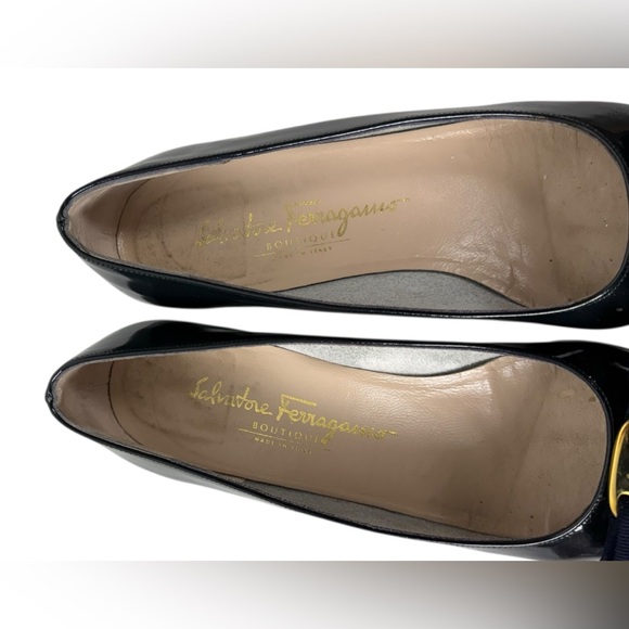 Salvatore Ferragamo Patent Leather Bow Pumps Blue Womens 8 AA 2A Casual Formal main image 4